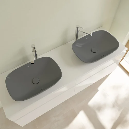 Раковина, Villeroy&Boch, Loop&Friends, шгв 560*380*120, отверстия для смесителя-отсутствуют, CeramicPlus, цвет-Graphite