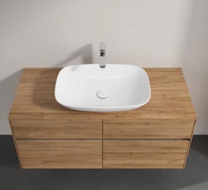 Раковина, Villeroy&Boch, Loop&Friends, шгв 620*420*120, отверстия для смесителя-отсутствуют, CeramicPlus, цвет-камень белый