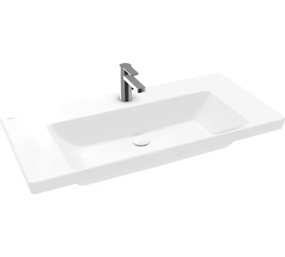 Раковина, Villeroy&Boch, Subway 3.0, шгв 1000*470*120, отверстия для смесителя-1 сквозное, 2 промаркированных, цвет-альпийский белый