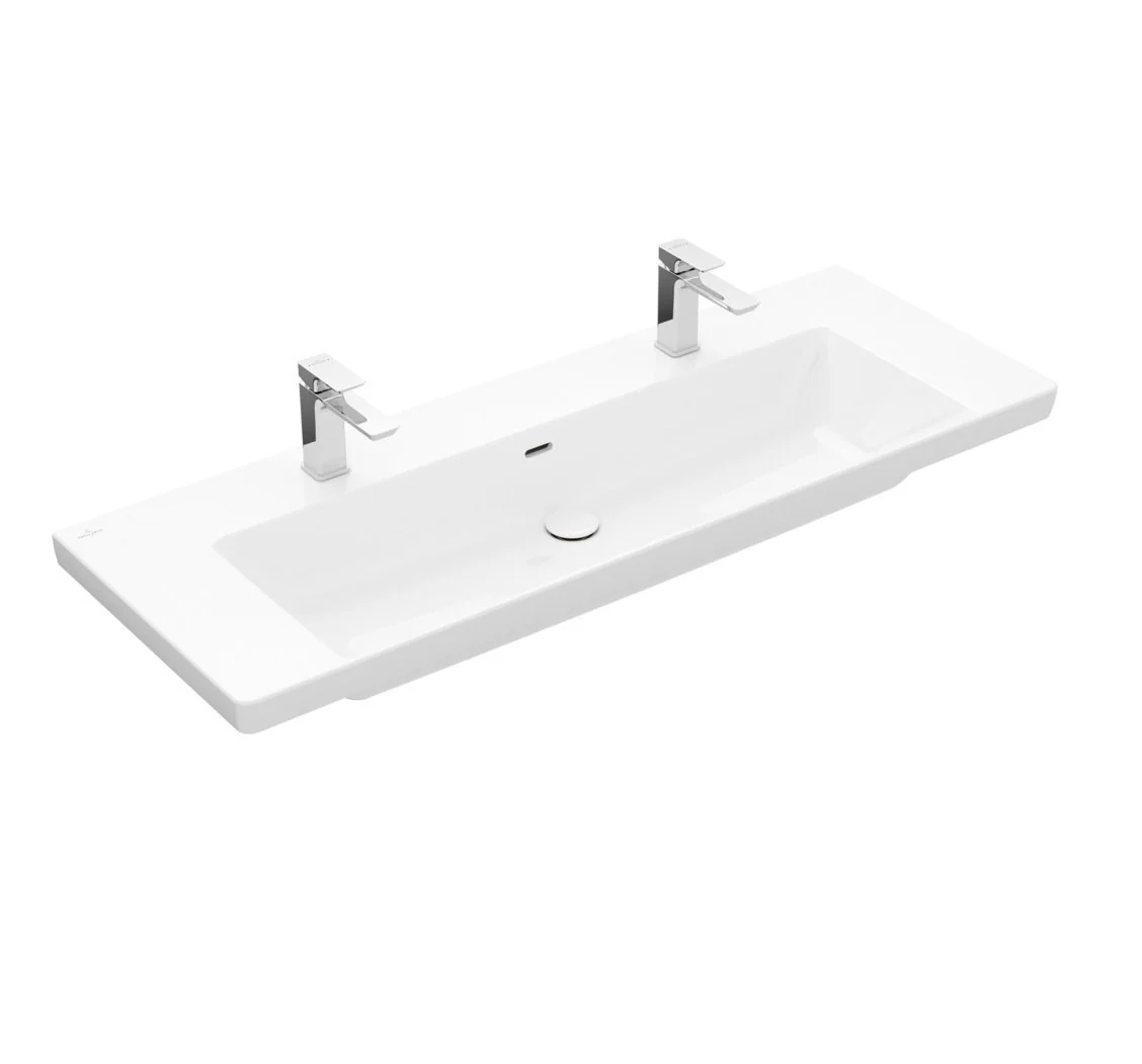 Раковина, Villeroy&Boch, Subway 3.0, шгв 1300*475*120, отверстия для смесителя-2, цвет-альпийский белый