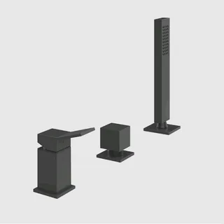 Смеситель для ванны и душа, Gessi, Rettangolo K, на 2 потребителя, цвет-чёрный матовый