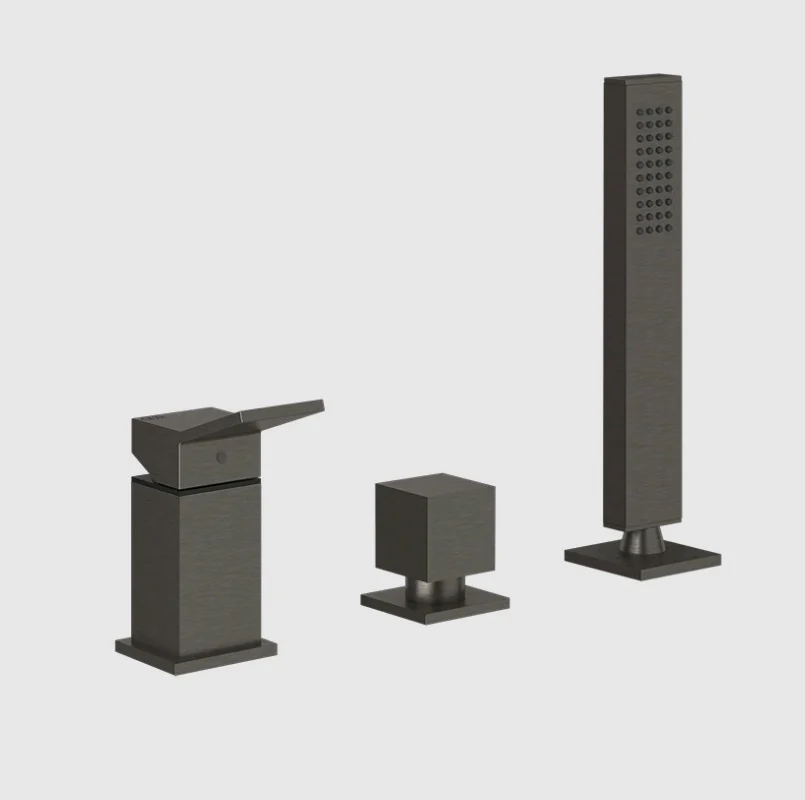 Смеситель для ванны и душа, Gessi, Rettangolo K, на 2 потребителя, цвет-Black Metal Brushed PVD