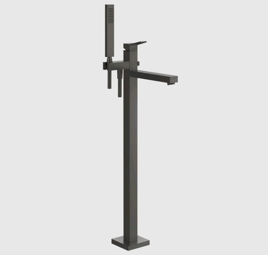 Смеситель для ванны и душа, Gessi, Rettangolo K, напольный, цвет-Black Metal Brushed PVD