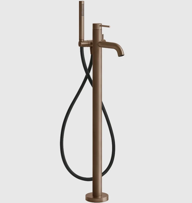 Смеситель для ванны и душа, Gessi, 316 Bath-Shower, напольный, цвет-Copper Brushed PVD