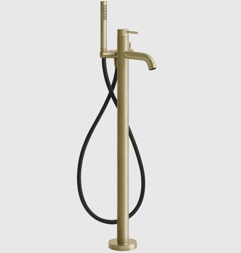 Смеситель для ванны и душа, Gessi, 316 Bath-Shower, напольный, цвет-Brushed Brass PVD
