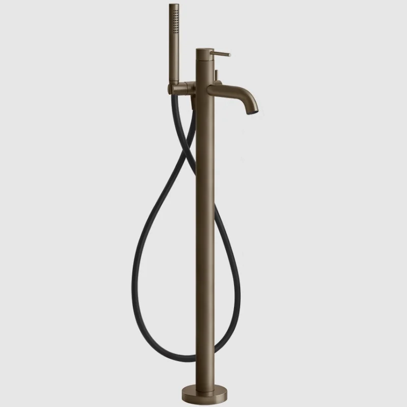 Смеситель для ванны и душа, Gessi, 316 Bath-Shower, напольный, цвет-Coffee Bronze Brushed PVD