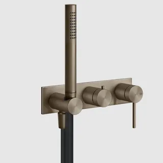 Смеситель для душа, Gessi, Shower316, на 2 потребителя, настенный встраиваемый, цвет-Coffee Bronze Brushed PVD — иконка