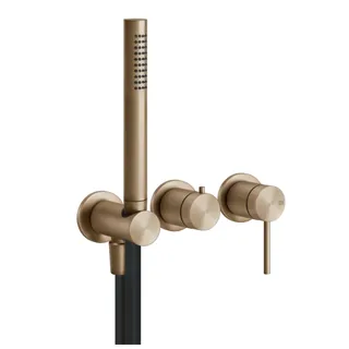 Смеситель для душа, Gessi, 316 Bath-Shower, на 2 потребителя, цвет-Warm Bronze Brushed PVD