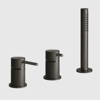 Смеситель для ванны и душа, Gessi, 316 Bath-Shower, на 2 потребителя, цвет-Black Metal Brushed PVD (старый арт. 54043/707)