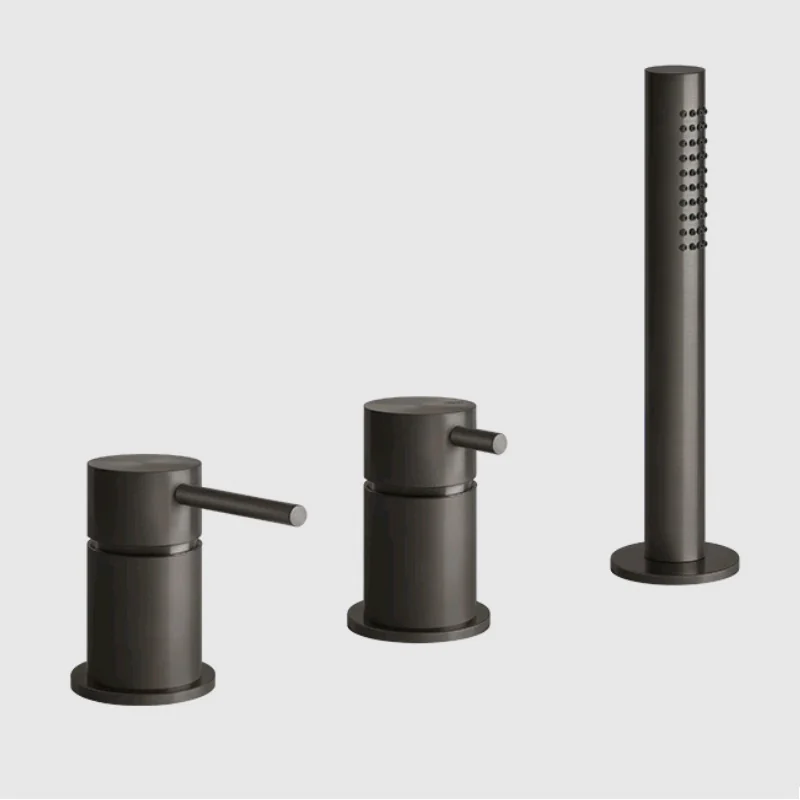 Смеситель для ванны и душа, Gessi, 316 Bath-Shower, на 2 потребителя, цвет-Black Metal Brushed PVD (старый арт. 54043/707)