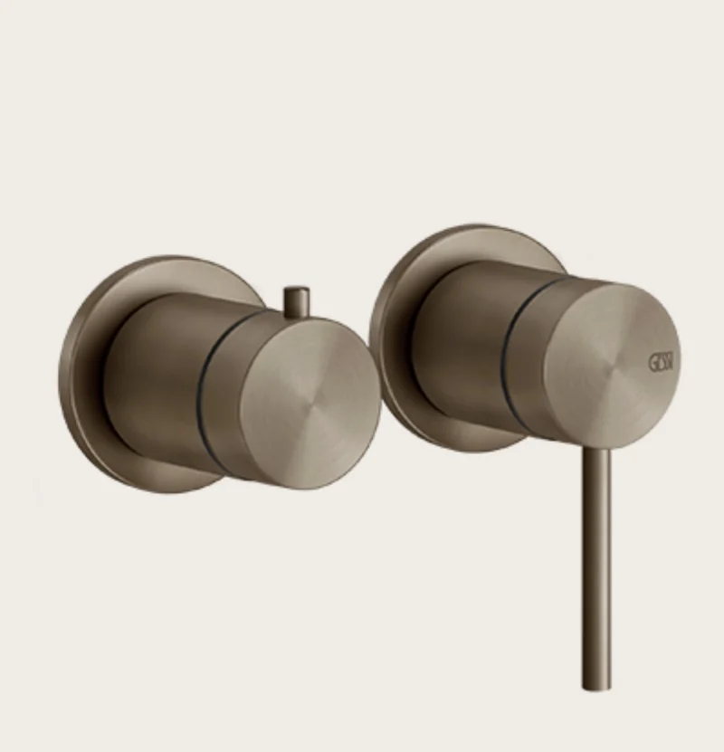 Смеситель для душа, Gessi, 316 Bath-Shower, на 2 потребителя, настенный встраиваемый, цвет-Coffee Bronze Brushed PVD