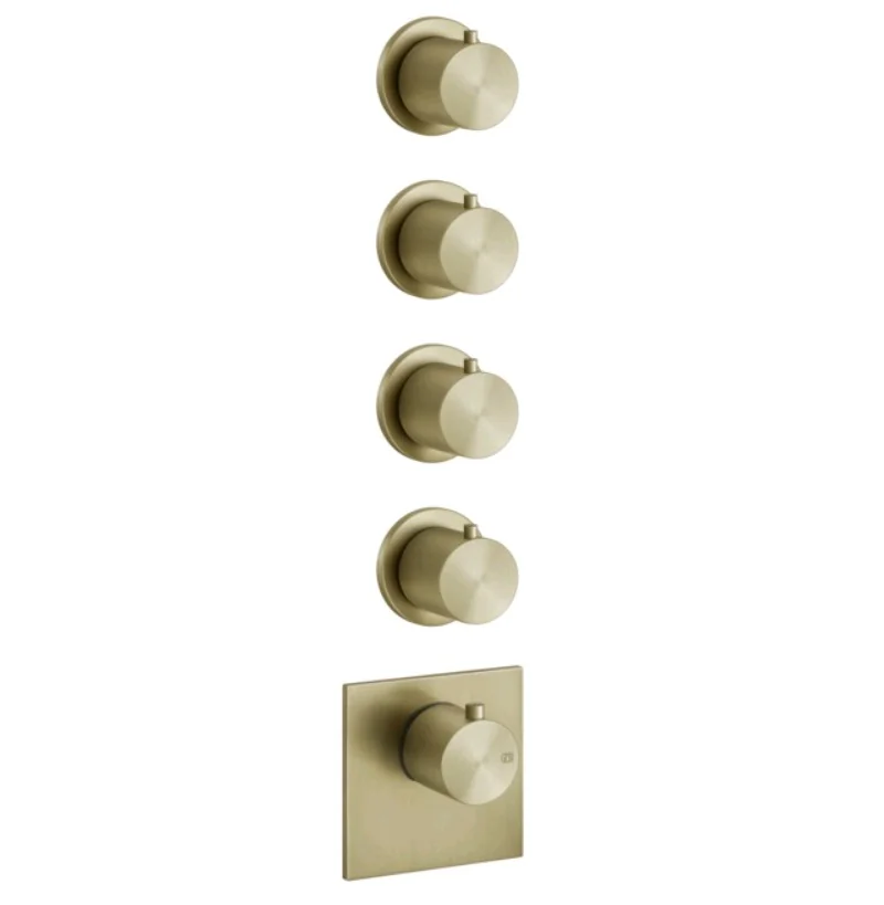 Смеситель для душа, Gessi, 316 Bath-Shower, на 4 потребителя, цвет-Brushed Brass PVD