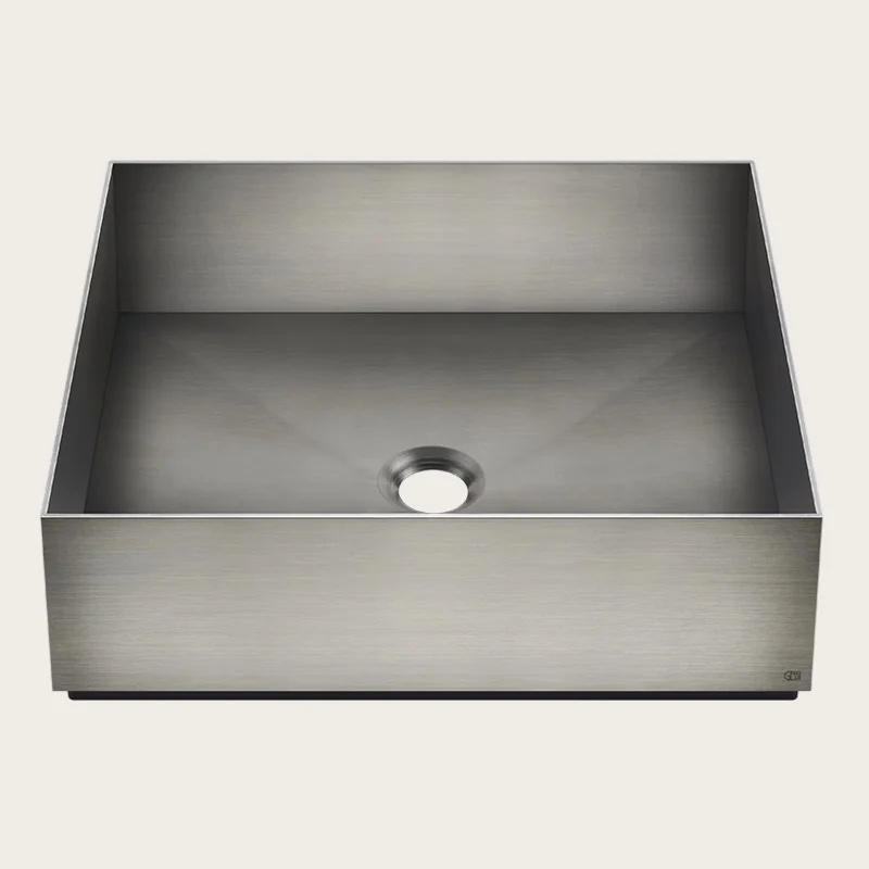 Раковина, Gessi, шгв 400*400*125, отверстия для смесителя-отсутствуют, цвет-Steel Brushed