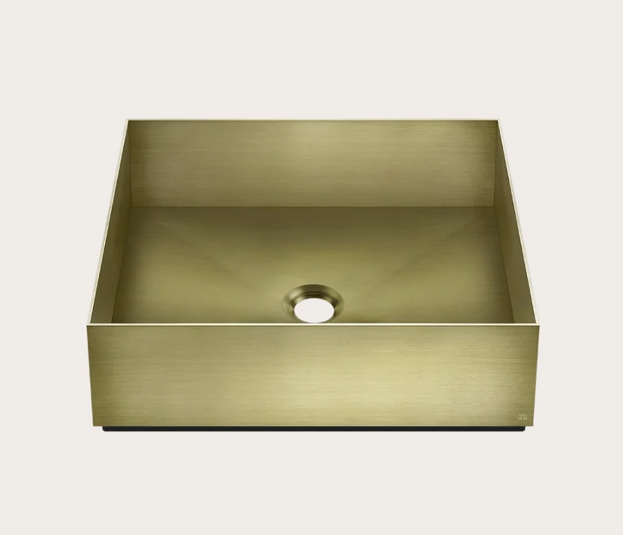Раковина, Gessi, шгв 400*400*125, отверстия для смесителя-отсутствуют, цвет-Brushed Brass PVD