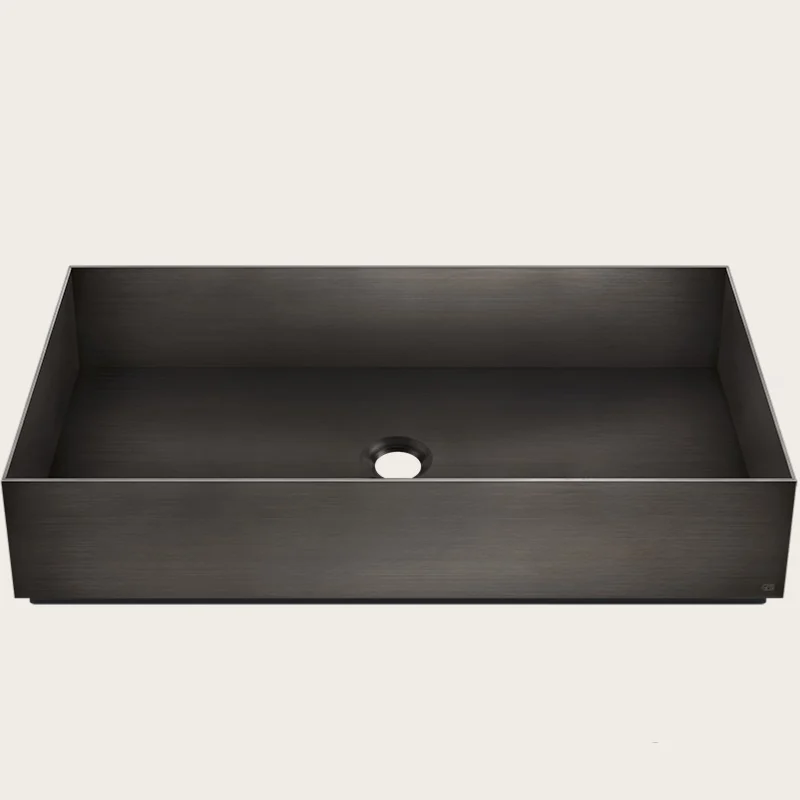 Раковина, Gessi, шгв 600*350*125, отверстия для смесителя-отсутствуют, цвет-Black Metal Brushed PVD
