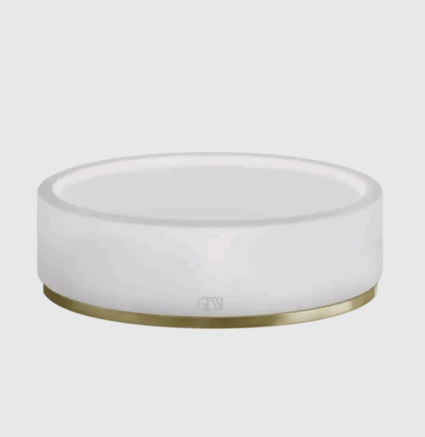 Мыльница, Gessi, 316, шгв 115*115*34, цвет-белый/Brushed Brass PVD