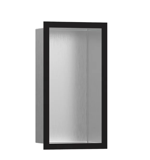 Короб с дизайнерской рамой, Hansgrohe, XtraStoris Individual, шгв 240*100*390, цвет-черный матовый/нержавеющая сталь брашированная