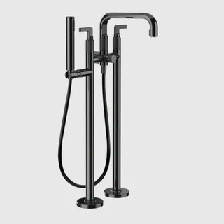 Смеситель для ванны и душа, Gessi, Inciso, напольный, цвет-Black Metal PVD