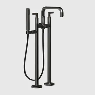 Смеситель для ванны и душа, Gessi, Inciso, напольный, цвет-Black Metal Brushed PVD