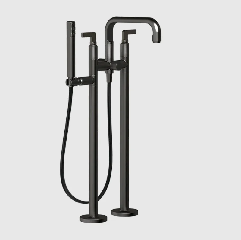 Смеситель для ванны и душа, Gessi, Inciso, напольный, цвет-Black Metal Brushed PVD