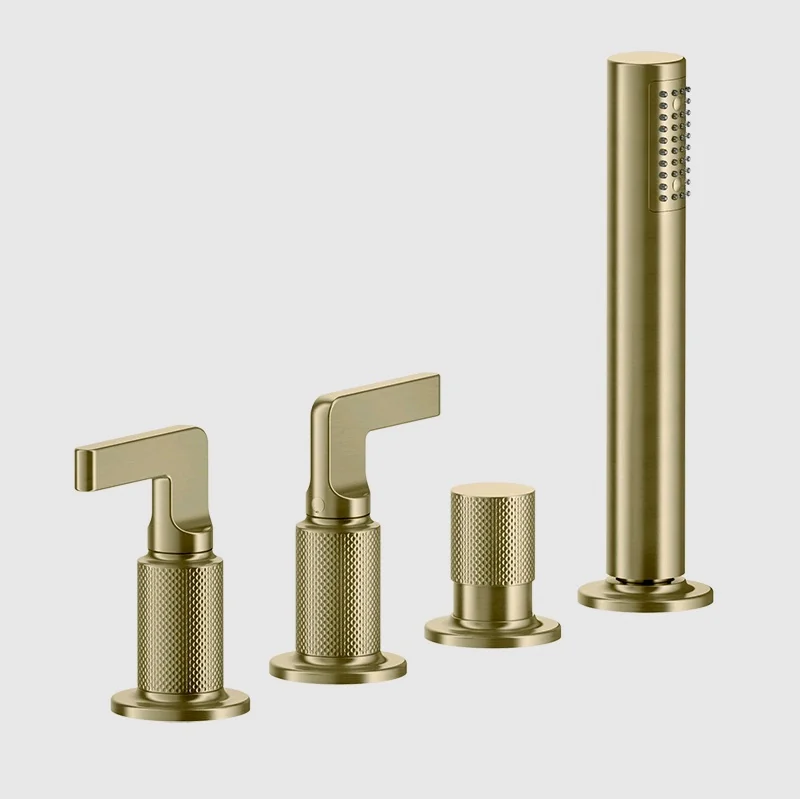 Смеситель для ванны и душа, Gessi, Inciso, на 2 потребителя, цвет-Brushed Brass PVD