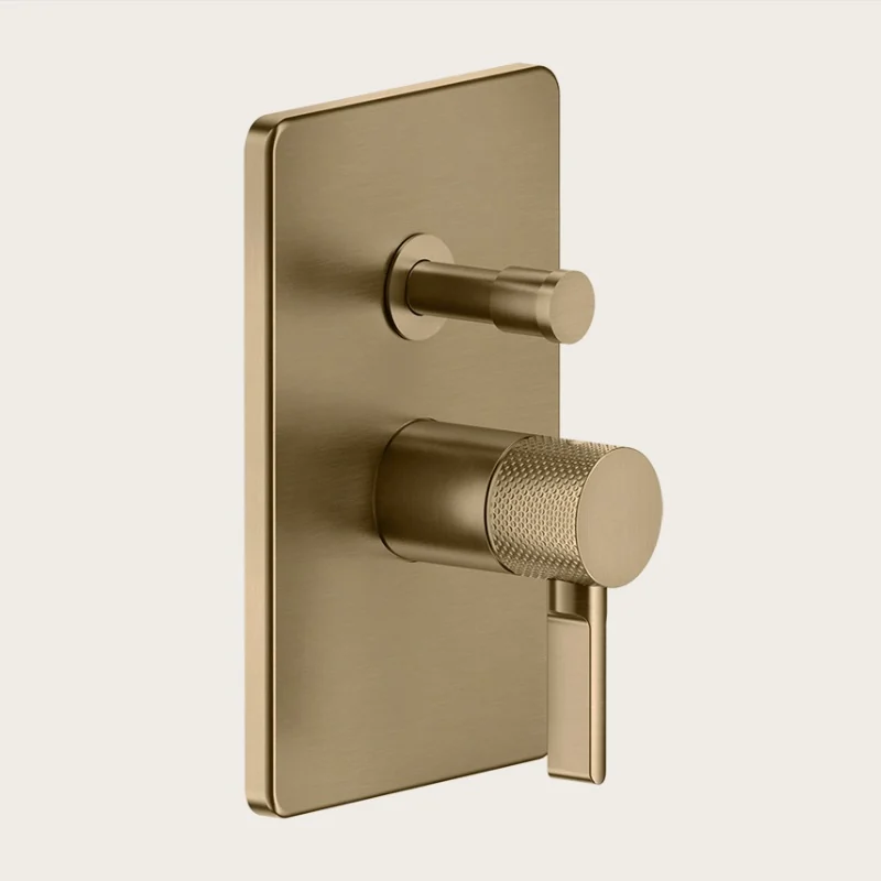 Смеситель для душа, Gessi, Inciso Bath&Shower, на 2 потребителя, цвет-Warm Bronze Brushed PVD