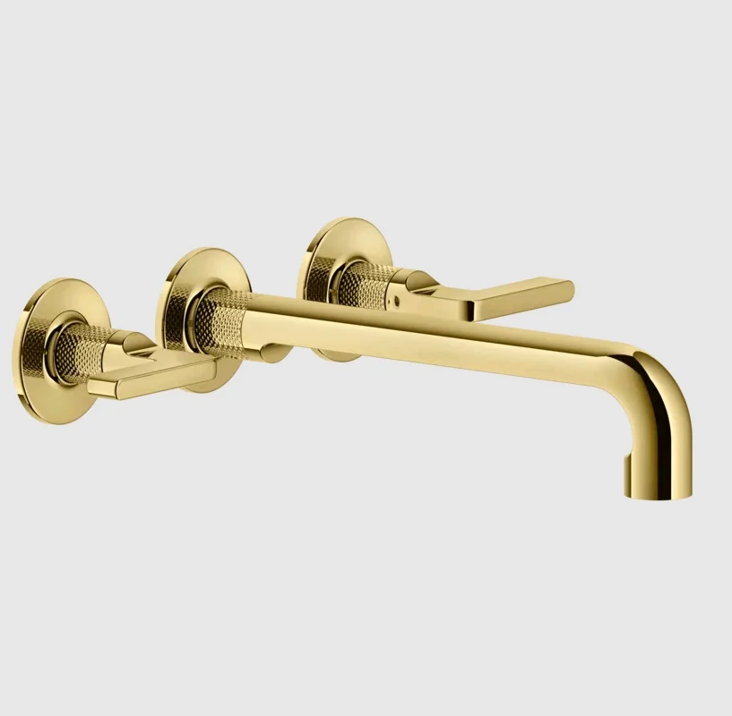 Смеситель для раковины, Gessi, Inciso, цвет-Gold PVD