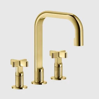 Смеситель для раковины, Gessi, Inciso, цвет-Gold PVD