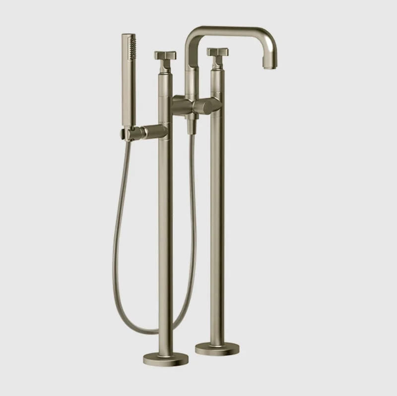 Смеситель для ванны и душа, Gessi, Inciso, напольный, цвет-Finox Brushed Nickel