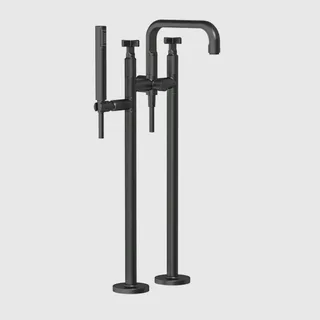 Смеситель для ванны и душа, Gessi, Inciso, напольный, цвет-черный матовый