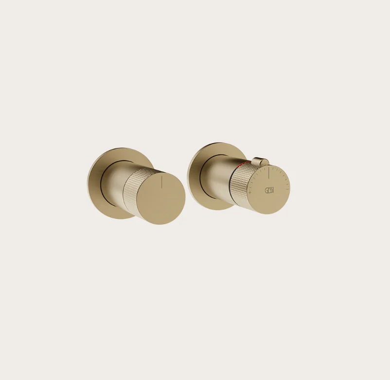 Смеситель для душа, Gessi, Inciso Bath&Shower, на 2 потребителя, цвет-Warm Bronze Brushed PVD