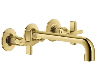 Смеситель для раковины, Gessi, Inciso, цвет-Gold PVD