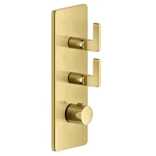 Смеситель для душа, Gessi, Inciso Bath&Shower, на 2 потребителя, цвет-Gold PVD