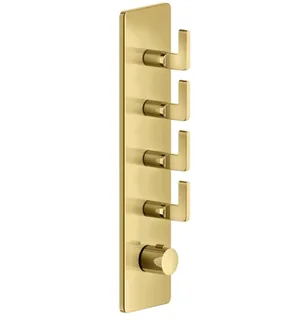 Смеситель для душа, Gessi, Inciso Bath&Shower, на 4 потребителя, цвет-Gold PVD