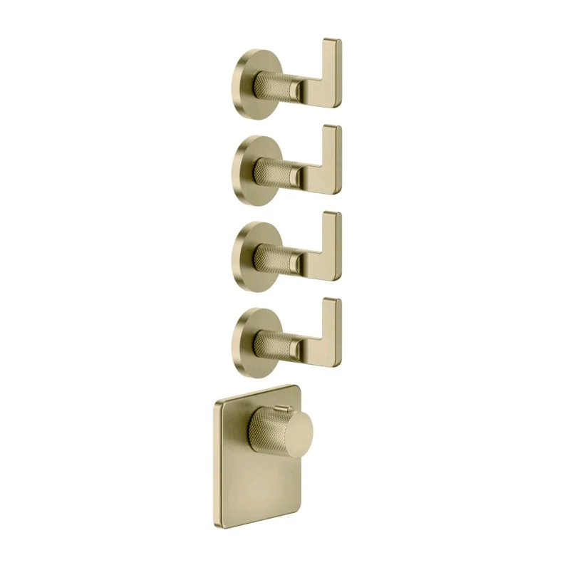 Смеситель для душа, Gessi, Inciso Bath&Shower, на 4 потребителя, цвет-Brushed Brass PVD