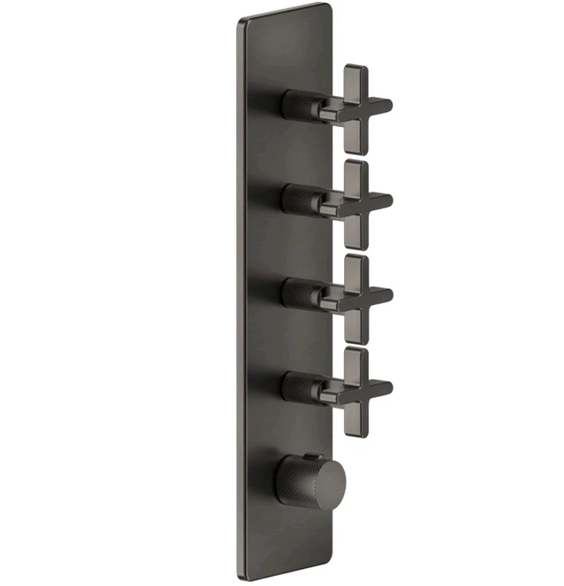 Смеситель для душа, Gessi, Inciso Bath&Shower, на 4 потребителя, цвет-Black Metal Brushed PVD