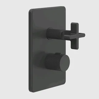 Смеситель для душа, Gessi, Inciso Bath&Shower, на 2 потребителя, цвет-черный матовый