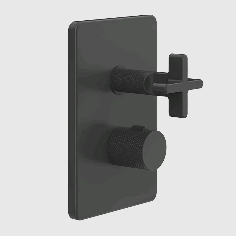 Смеситель для душа, Gessi, Inciso Bath&Shower, на 2 потребителя, цвет-черный матовый