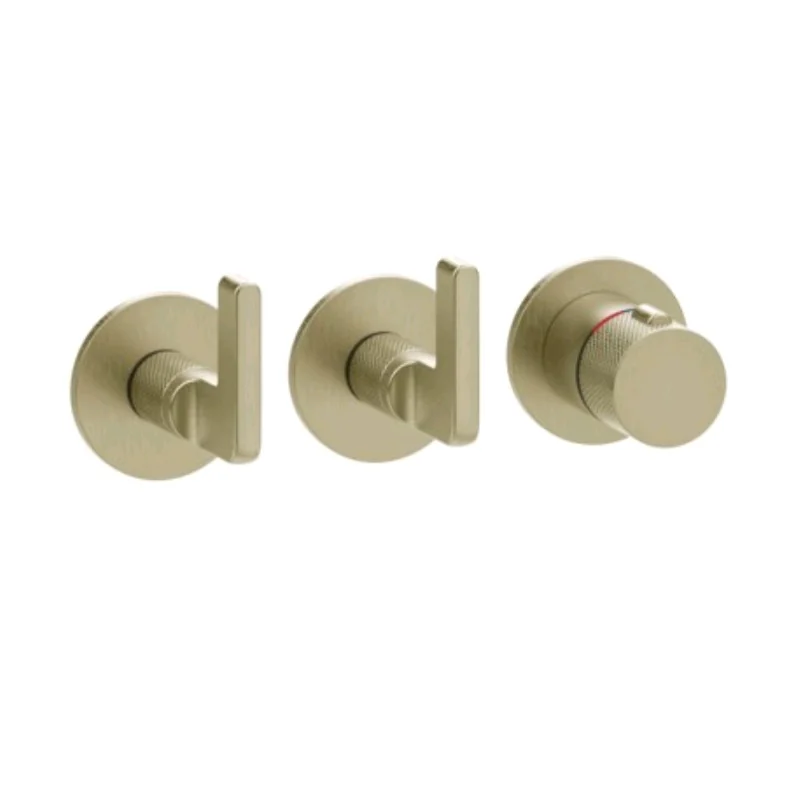 Смеситель для душа, Gessi, Inciso Bath&Shower, на 2 потребителя, цвет-Brushed Brass PVD