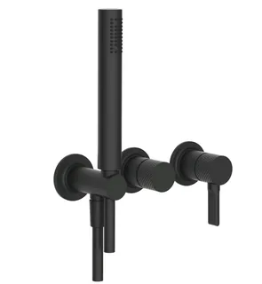 Смеситель для душа, Gessi, Inciso Bath&Shower, на 2 потребителя, цвет-черный матовый