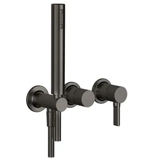 Смеситель для душа, Gessi, Inciso Bath&Shower, на 2 потребителя, цвет-Black Metal Brushed PVD