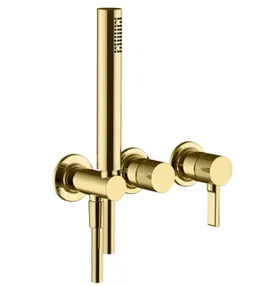 Смеситель для душа, Gessi, Inciso Bath&Shower, на 2 потребителя, цвет-Brushed Gold PVD — иконка