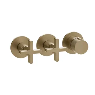 Смеситель для душа, Gessi, Inciso Bath&Shower, на 2 потребителя, цвет-Warm Bronze Brushed PVD