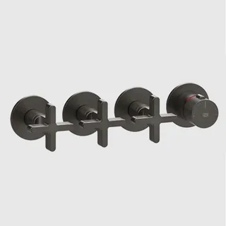 Смеситель для душа, Gessi, Inciso Bath&Shower, на 3 потребителя, цвет-Black Metal Brushed PVD