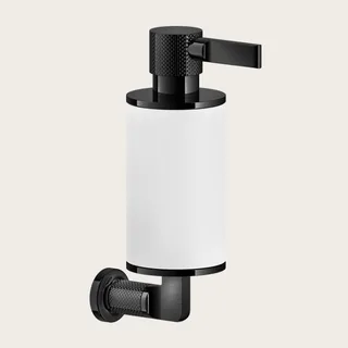 Дозатор для жидкого мыла, Gessi, Inciso, шгв 75*147*240, цвет дозатора-Black Metal PVD/белый