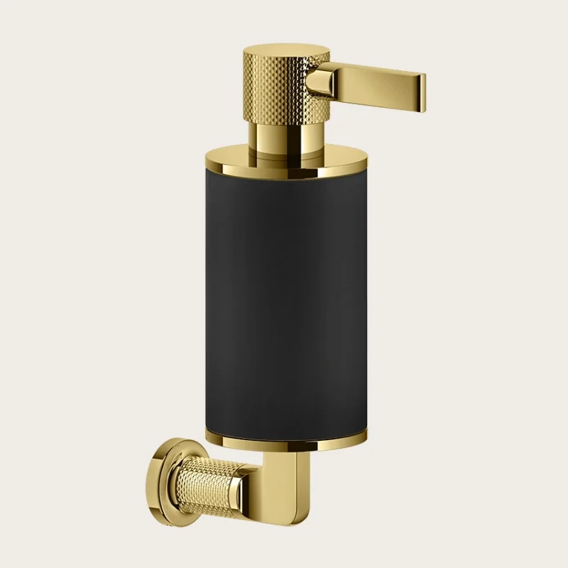 Дозатор для жидкого мыла, Gessi, Inciso, шгв 75*147*240, цвет дозатора-Gold PVD/чёрный
