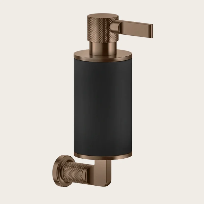 Дозатор для жидкого мыла, Gessi, Inciso, шгв 75*147*240, цвет дозатора-Copper Brushed PVD//чёрный