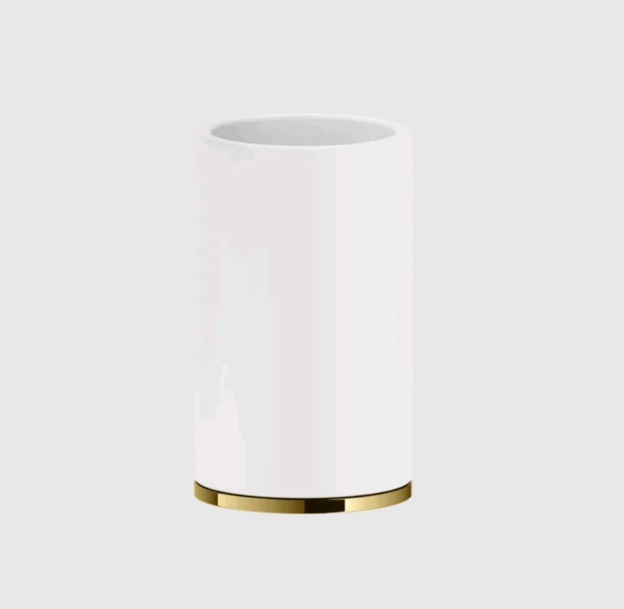 Стакан, Gessi, Inciso, шгв 75*75*127, цвет-белый/Gold PVD