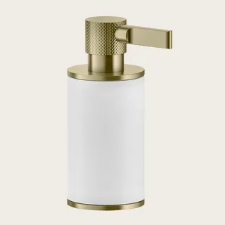Дозатор для жидкого мыла, Gessi, Inciso, шгв 75*118*191, цвет дозатора-Brushed Brass PVD/белый — иконка
