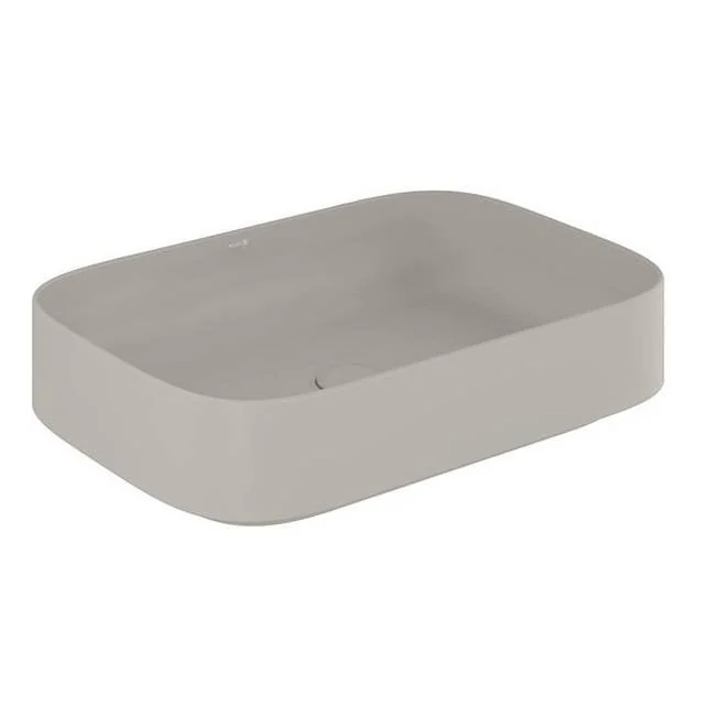 Раковина, Kludi, RESA S, soft-edge, шгв 600*400*140, отверстия для смесителя-отсутствуют, цвет-серо-бежевый матовый